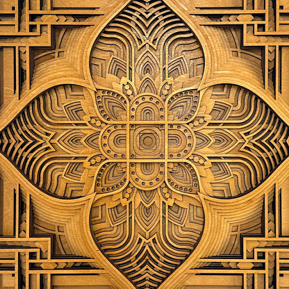 Close-up of Driftpetal’s center, revealing detailed linework, petal-like symmetry, and precise laser-cut craftsmanship.