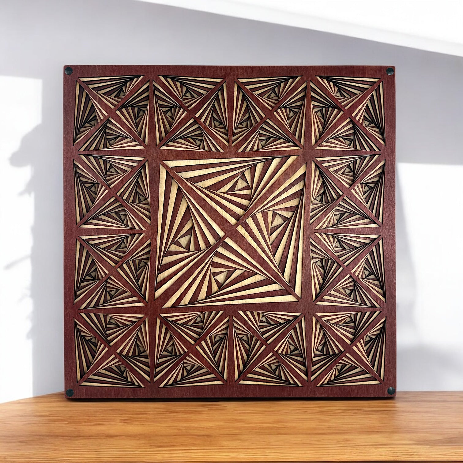 Kaleidocore | 10-Layer Laser-Cut Wood Wall Art 18x18
