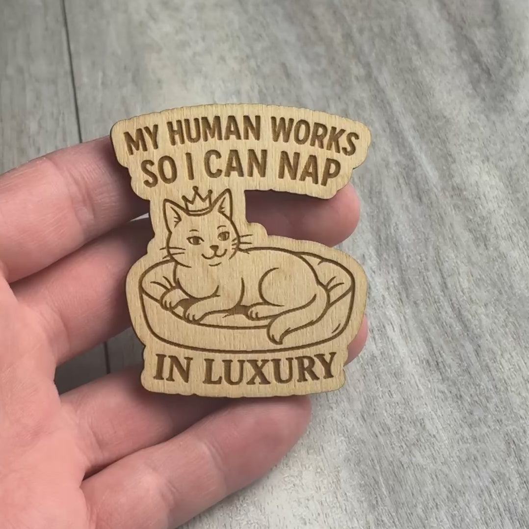 MY HUMAN WORKS SO I CAN NAP IN LUXURY magnet video